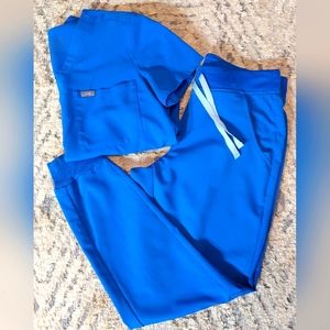 Figs royal blue catarina top and zamora jogger